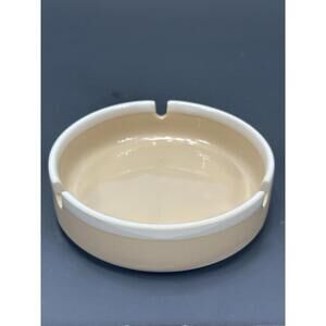 Vintage Ceramic 5” Beige White Edge Three Slot Ashtray Made In Japan